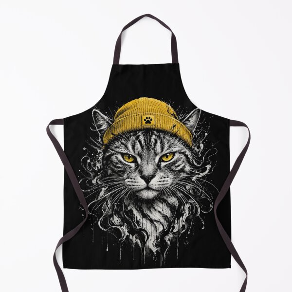Item preview, Cool Hipster Cat Wearing Yellow Beanie Hat Splatter Art designed and sold by CF_VintageDesign.