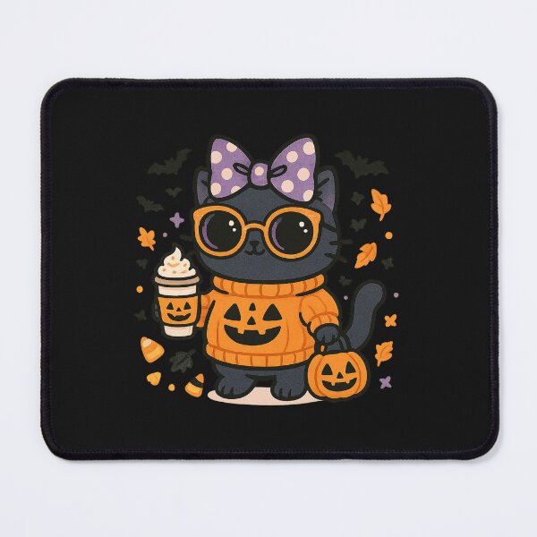 Item preview, Cute Black Cat Purple Polka Dot Bow Pumpkin Sweater designed and sold by New Art.