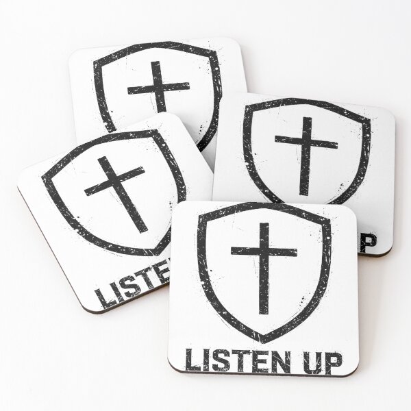 Item preview, Listen Up Shield Cross Logo Black designed and sold by ListenUpChat.