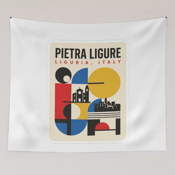 Item preview, Retro Pietra Ligure Bauhaus Geometric Skyline designed and sold by k3rstman1.