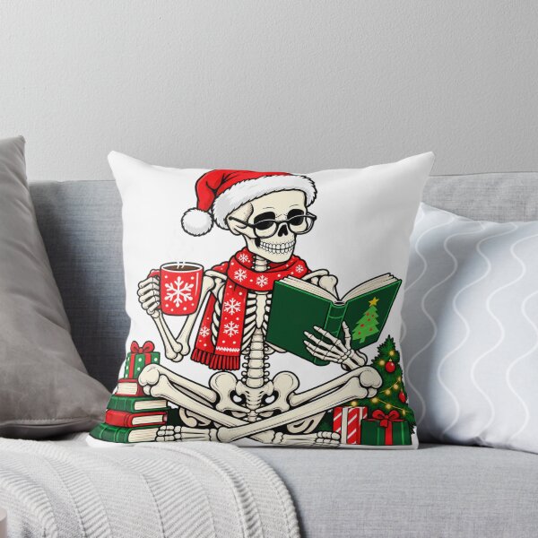 Item preview, Funny Christmas Skeleton Reading Book with Coffee  designed and sold by teesterra.
