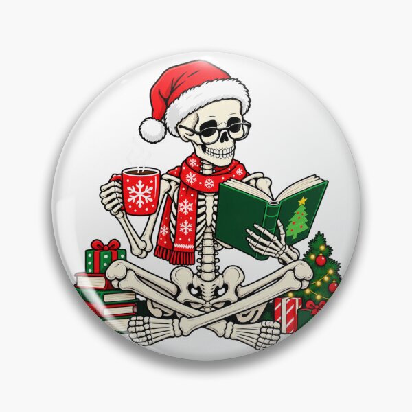 Item preview, Funny Christmas Skeleton Reading Book with Coffee  designed and sold by teesterra.