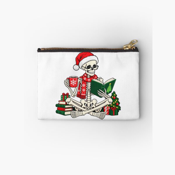 Item preview, Funny Christmas Skeleton Reading Book with Coffee  designed and sold by teesterra.
