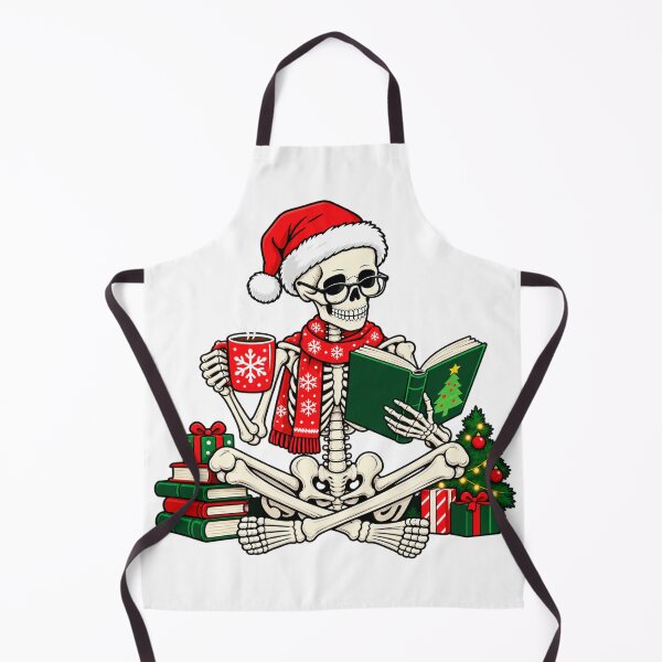 Item preview, Funny Christmas Skeleton Reading Book with Coffee  designed and sold by teesterra.