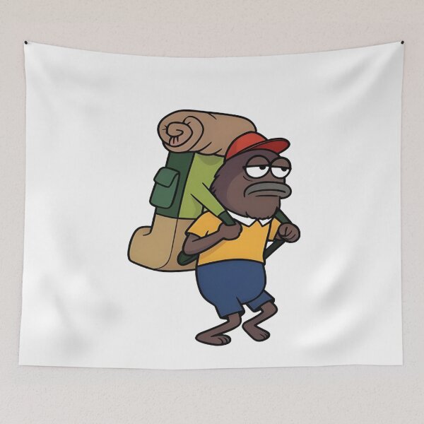 Item preview, Funny Backpacking Fish Character designed and sold by LuloCreative.