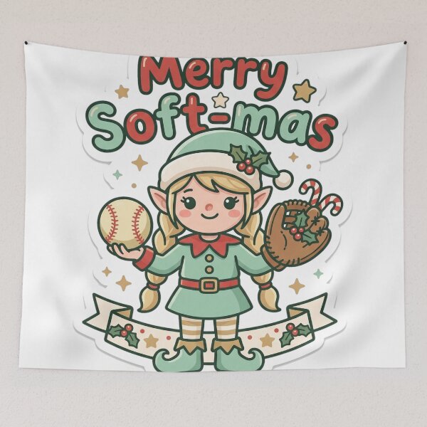 Item preview, Softball Christmas Merry Soft-mas Gift designed and sold by Soft Merch.