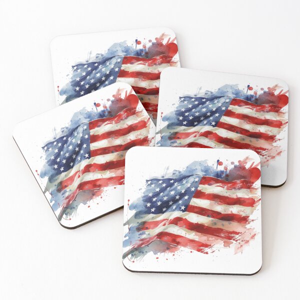 Item preview, Vintage American Flag Watercolor US Patriotic Art designed and sold by KLSRAJ.