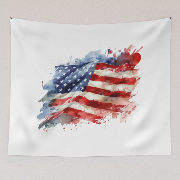 Item preview, Vintage American Flag Watercolor US Patriotic Art designed and sold by KLSRAJ.