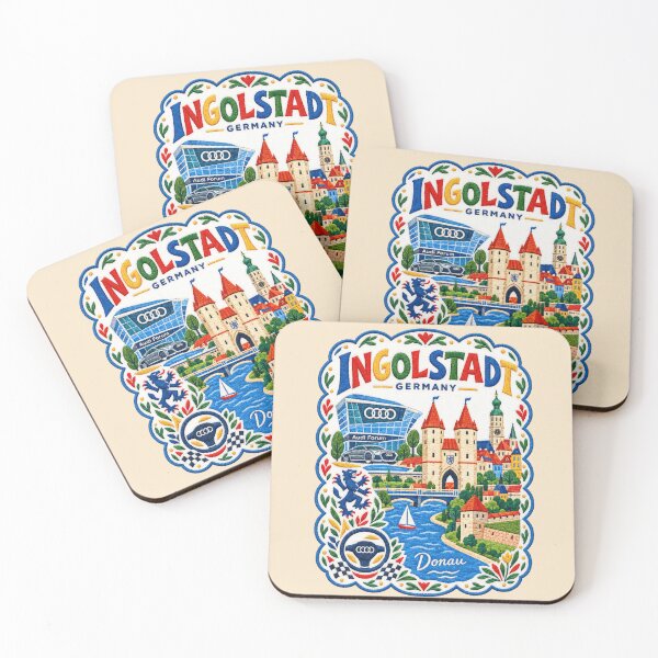 Item preview, Ingolstadt Germany Kreuztor and Automotive Heritage Embroidered Travel Art designed and sold by Witsprings.