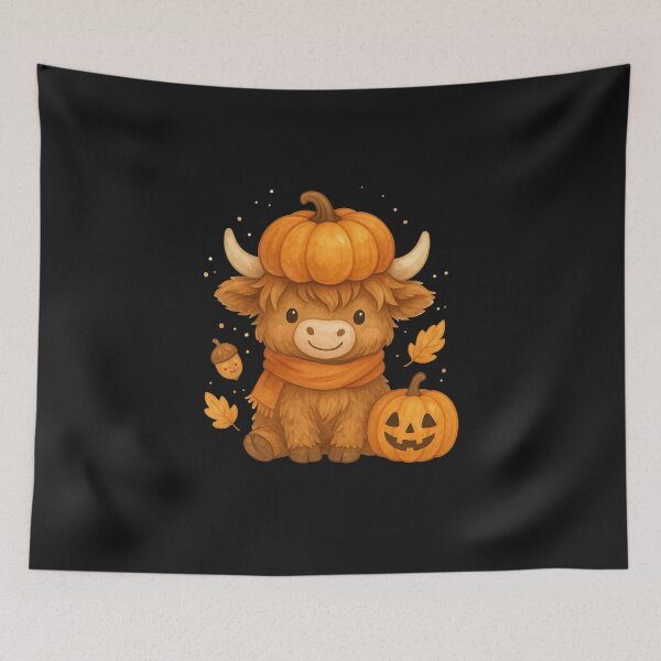 Item preview, Baby Highland Cow Pumpkin Hat Fall Autumn Leaves designed and sold by New Art.
