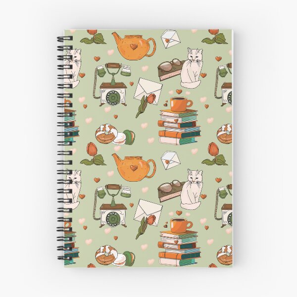 Item preview, Cozy Cat Books Coffee Vintage Rotary Telephone Pattern designed and sold by K Design Store.