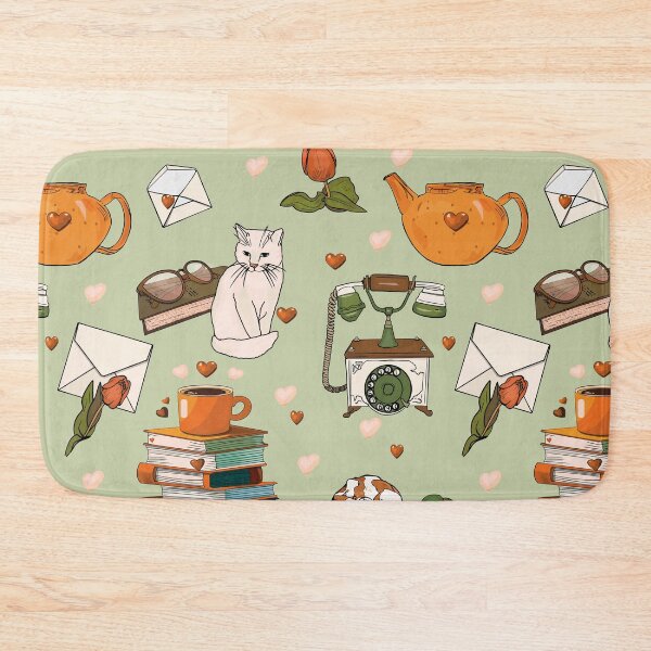 Item preview, Cozy Cat Books Coffee Vintage Rotary Telephone Pattern designed and sold by K Design Store.