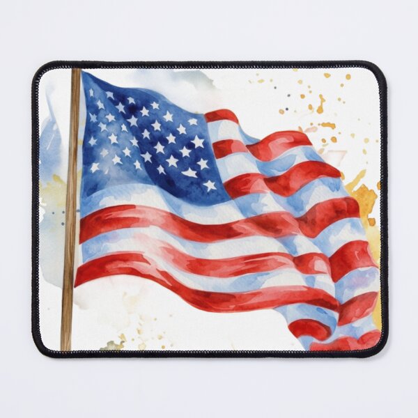 Item preview, Waving American Flag Pole Watercolor Patriotic Art designed and sold by KLSRAJ.