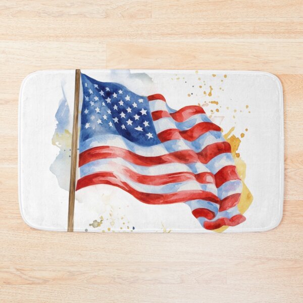 Item preview, Waving American Flag Pole Watercolor Patriotic Art designed and sold by KLSRAJ.