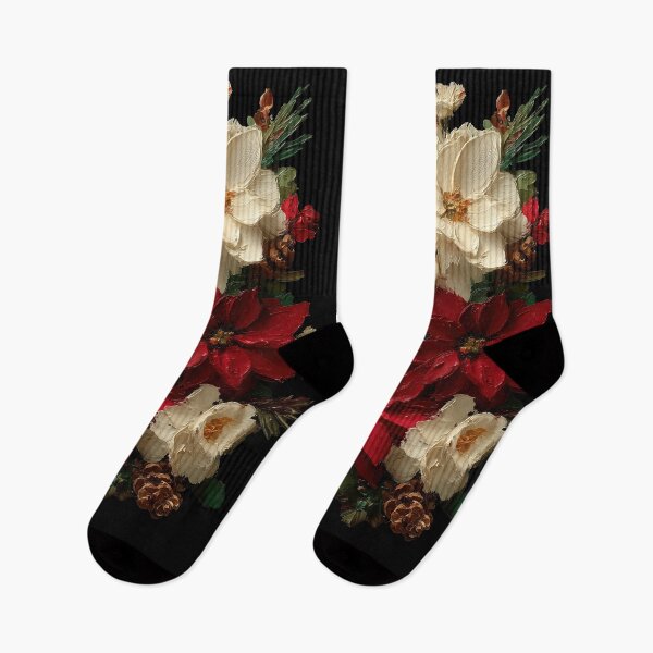 Item preview, Vintage Christmas Poinsettia Floral Arrangement designed and sold by colorful-white.