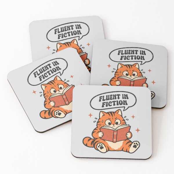Item preview, Fluent in Fiction Funny Cat Reading Book Retro Bookworm Design designed and sold by Chonkz.