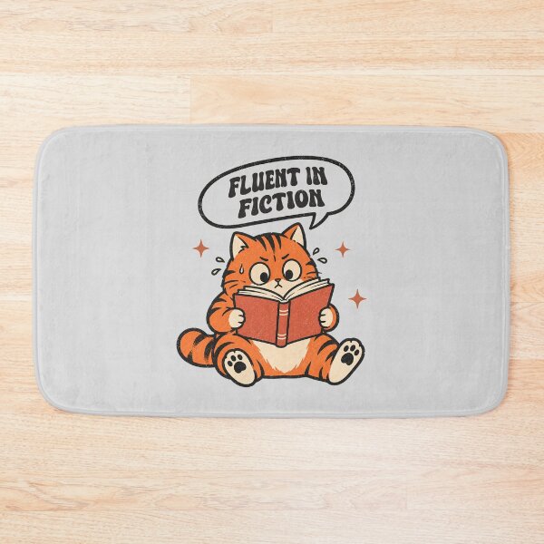 Item preview, Fluent in Fiction Funny Cat Reading Book Retro Bookworm Design designed and sold by Chonkz.