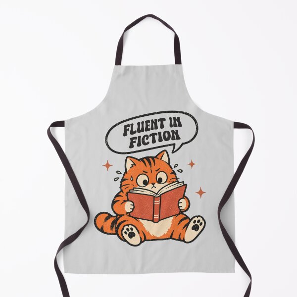 Item preview, Fluent in Fiction Funny Cat Reading Book Retro Bookworm Design designed and sold by Chonkz.