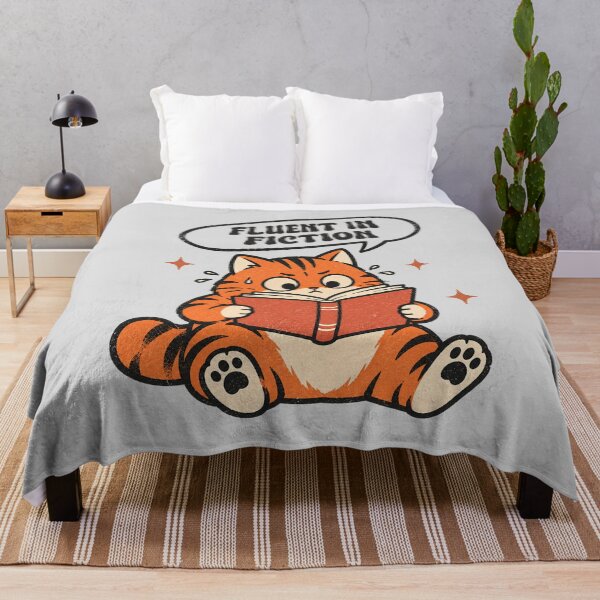 Item preview, Fluent in Fiction Funny Cat Reading Book Retro Bookworm Design designed and sold by Chonkz.