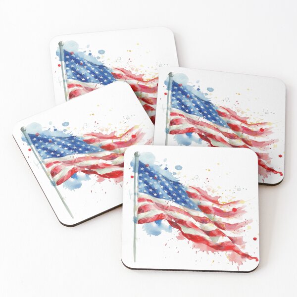 Item preview, Dynamic Waving American Flag Watercolor Patriotic Art designed and sold by KLSRAJ.