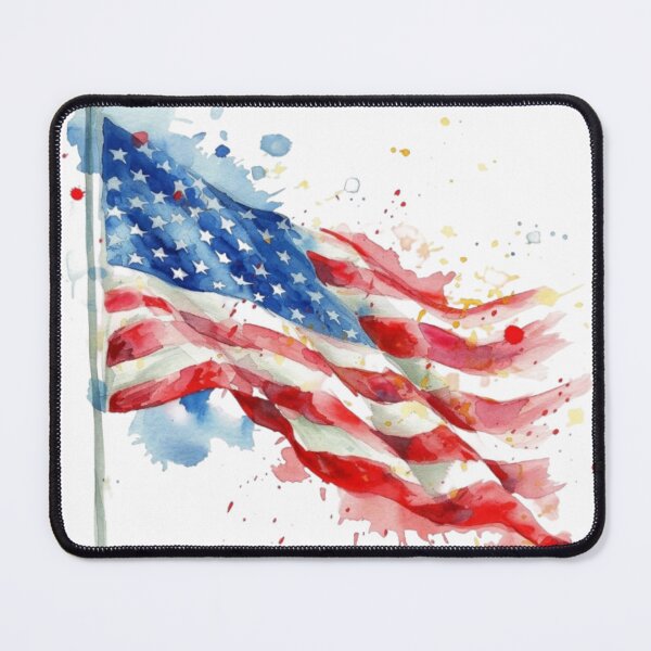 Item preview, Dynamic Waving American Flag Watercolor Patriotic Art designed and sold by KLSRAJ.