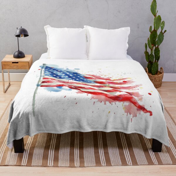 Item preview, Dynamic Waving American Flag Watercolor Patriotic Art designed and sold by KLSRAJ.