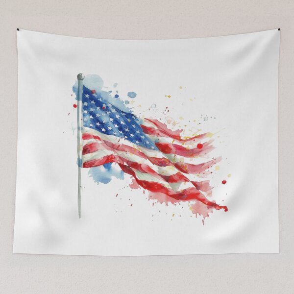Item preview, Dynamic Waving American Flag Watercolor Patriotic Art designed and sold by KLSRAJ.