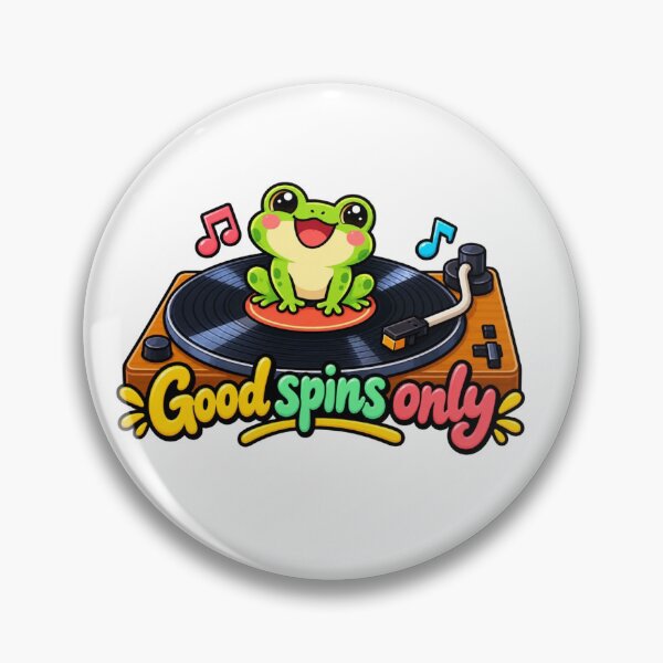 Item preview, Good Spins Only - Cute Frog & Record Player designed and sold by Myra365Art.