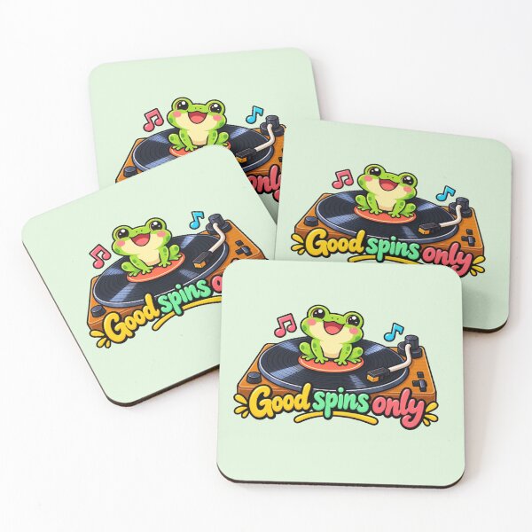 Item preview, Good Spins Only - Cute Frog & Record Player designed and sold by Myra365Art.