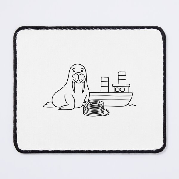 Item preview, An illustration of walrus near a fishing boat with a rope coil designed and sold by rasagamastore.