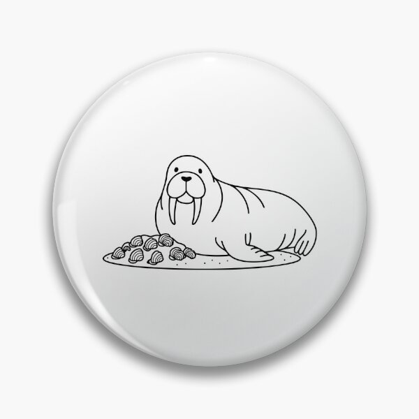 Item preview, An illustration of walrus on a beach with a pile of shells designed and sold by rasagamastore.