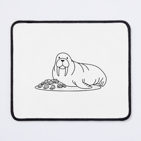 Item preview, An illustration of walrus on a beach with a pile of shells designed and sold by rasagamastore.