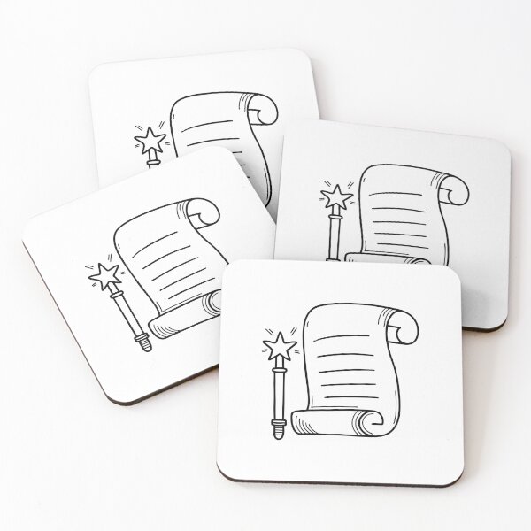 Item preview, An illustration of wand beside a parchment scroll designed and sold by rasagamastore.