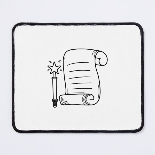 Item preview, An illustration of wand beside a parchment scroll designed and sold by rasagamastore.