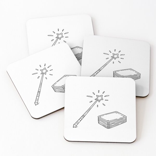 Item preview, An illustration of wand near a stack of enchanted cards designed and sold by rasagamastore.