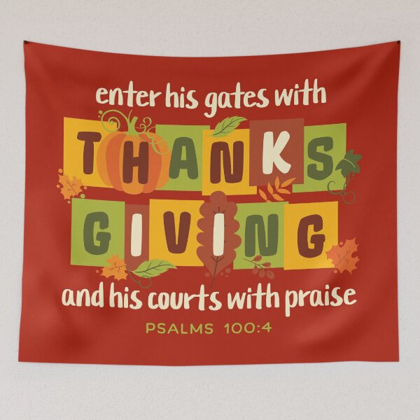 Item preview, Enter His Gates With Thanksgiving Christian Bible Verse Psalm 100:4 designed and sold by Good-Mood-Goods.