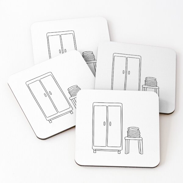 Item preview, An illustration of wardrobe beside a stool with folded shirts designed and sold by rasagamastore.