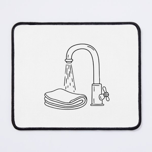Item preview, An illustration of washcloth beside a faucet with running water designed and sold by rasagamastore.