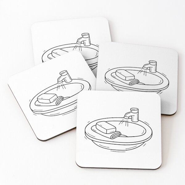 Item preview, An illustration of washcloth on a bathroom sink with a bar of soap designed and sold by rasagamastore.
