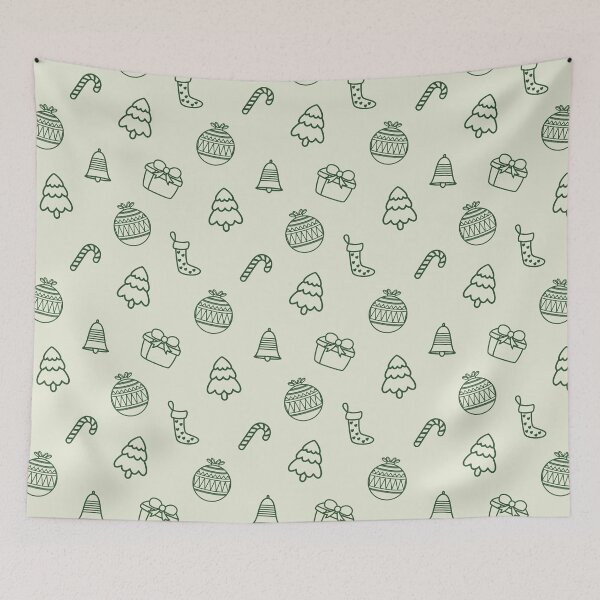 Item preview, Green Line Art Christmas Holiday Seamless Pattern designed and sold by quickkdesign.
