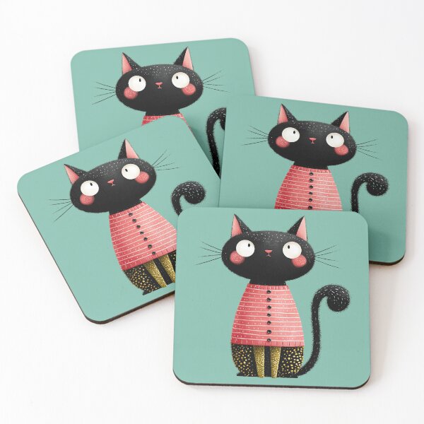 Item preview, Whimsical Black Cat in Pink Striped Sweater designed and sold by colorful-white.