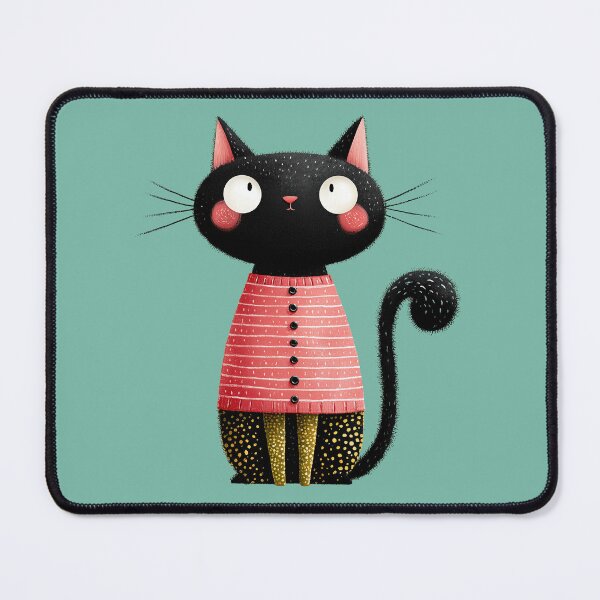 Item preview, Whimsical Black Cat in Pink Striped Sweater designed and sold by colorful-white.