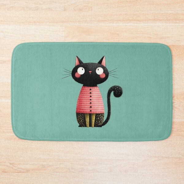 Item preview, Whimsical Black Cat in Pink Striped Sweater designed and sold by colorful-white.