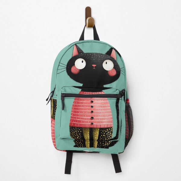 Item preview, Whimsical Black Cat in Pink Striped Sweater designed and sold by colorful-white.