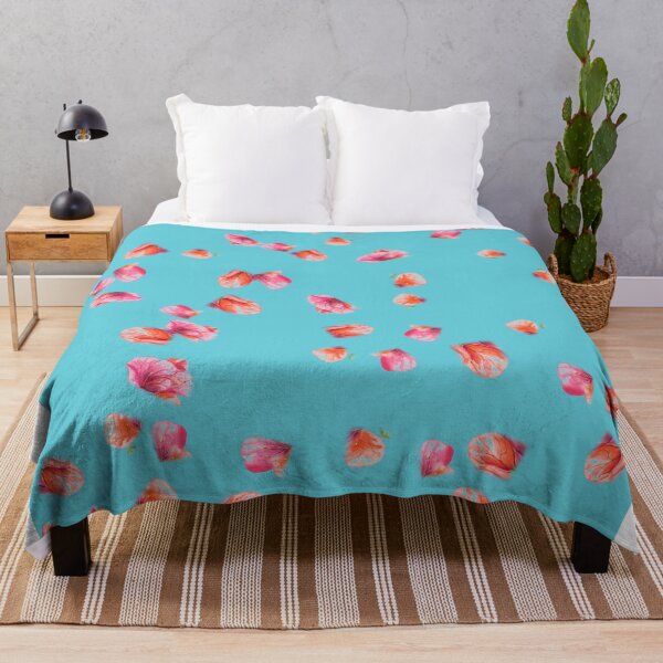Item preview, Bougainvillea Toss — Hand-Drawn Pink Floral on Turquoise designed and sold by Cobalt & Stone Art.