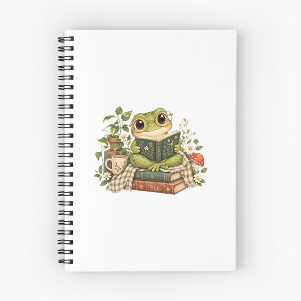Item preview, Cute Frog Reading Book Cozy Cottagecore Bookworm Illustration designed and sold by Sania Wazir Studio.