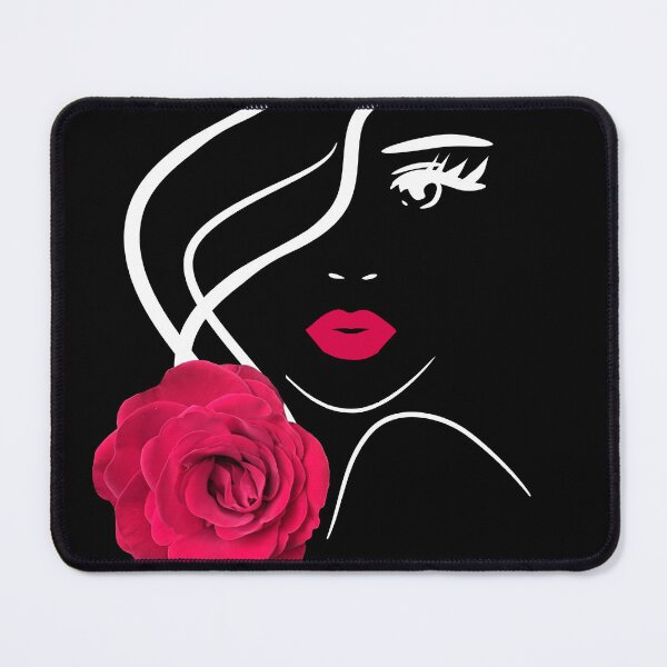 Item preview, Pretty Girl Face with Hot Red Rose Black White Shapes Mania designed and sold by Shapes-Mania.