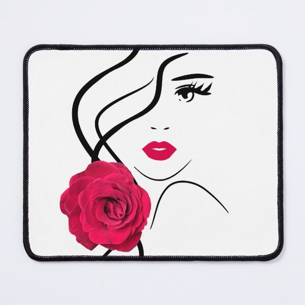 Item preview, Pretty Girl Face with Hot Red Rose White Black Shapes Mania designed and sold by Shapes-Mania.