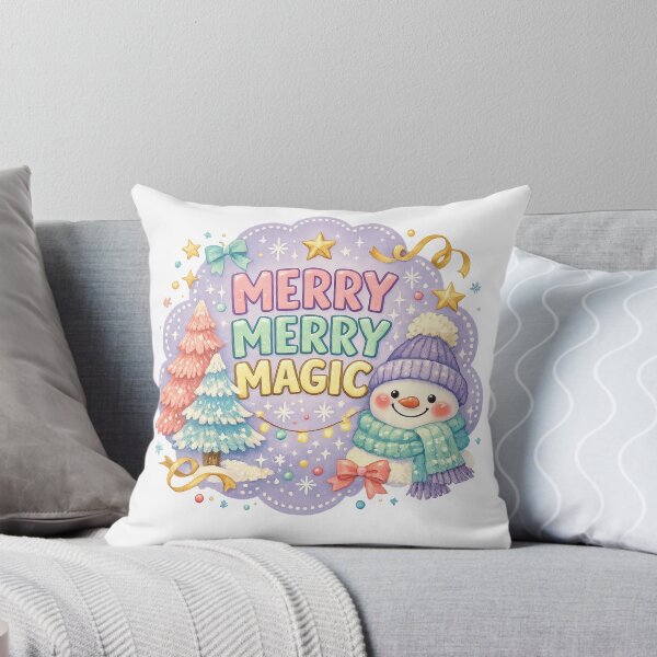 Item preview, Merry Merry Magic Cute Snowman Christmas Pastel Holiday Art designed and sold by inkoutninja.