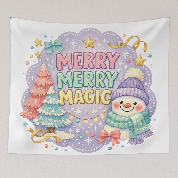 Item preview, Merry Merry Magic Cute Snowman Christmas Pastel Holiday Art designed and sold by inkoutninja.
